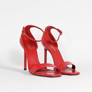 Saint Laurent Amber 85 Red Leather Sandals – Iconic and Elegant Design